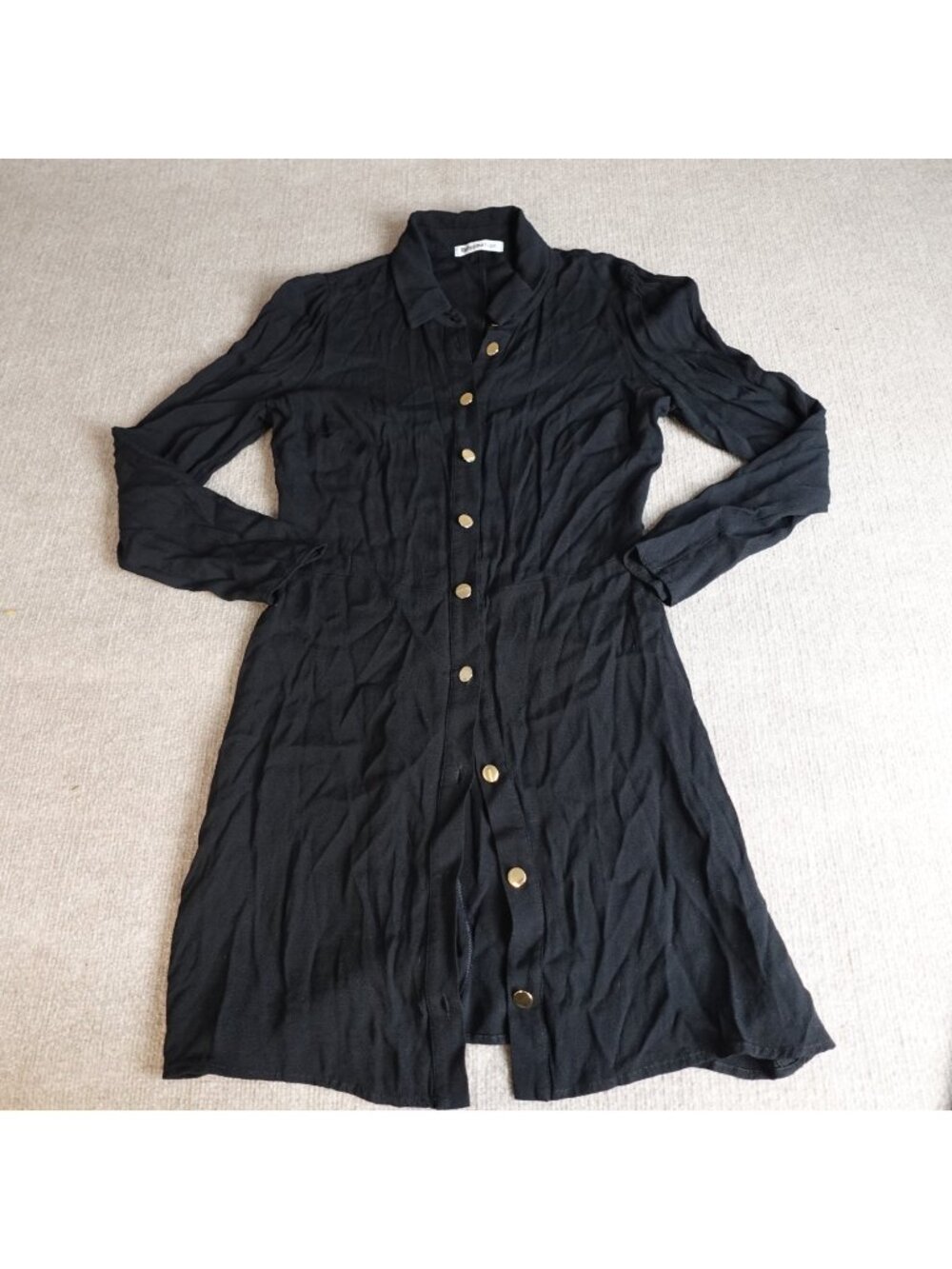 Reformation Womens Dress Shirt 10 Black Long Sleeve Hugh Made in USA